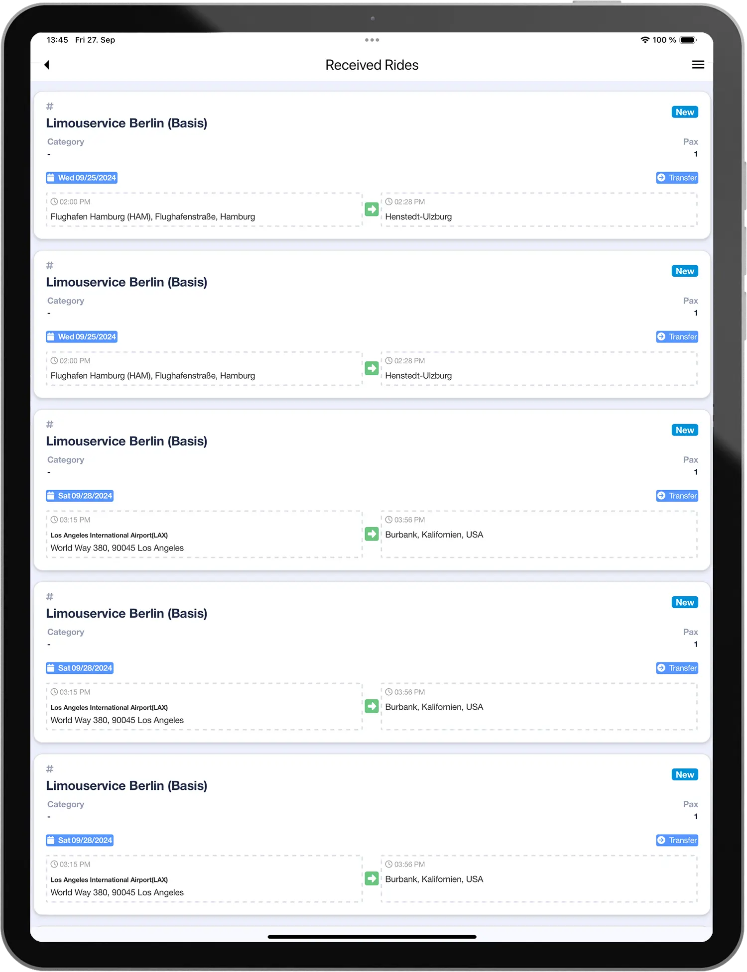 LimouAPP-Recived-Rides